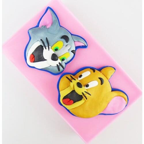 Cat and mouse TOM&JERRY diy handmade chocolate mould soaps double sugar clay mould diy manual soft clay mold