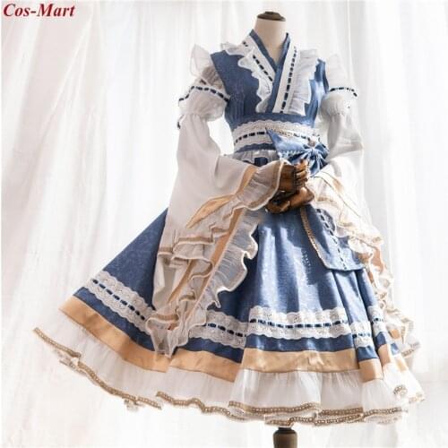 Hot Game Touhou Project Hakurei Reimu Cosplay Costume Blue Gorgeous Kimono Female Party Role Play Clothing Custom-Make Any Size