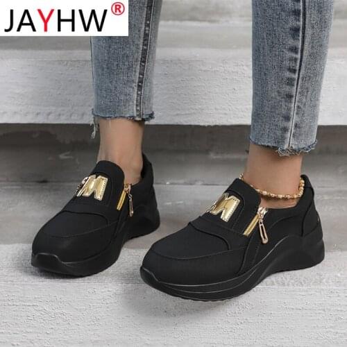 JAYHW Fashion Women Breathable Casual Shoes Outdoor Light Weight Sports Shoes Casual Walking Platform Ladies Sneakers Black