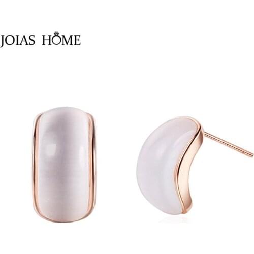 JoiasHome Classical Silver 925 Jewelry Gemstones Cat eyes stone Earrings for Women Simple design Ear Studs Temperament Lady