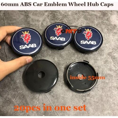 20pcs/lot ABS 60mm Car logo Badge Emblem Wheel hub Caps Auto wheel covers for 9-3 9-5 93 95 BJ SCS 56mm stickers