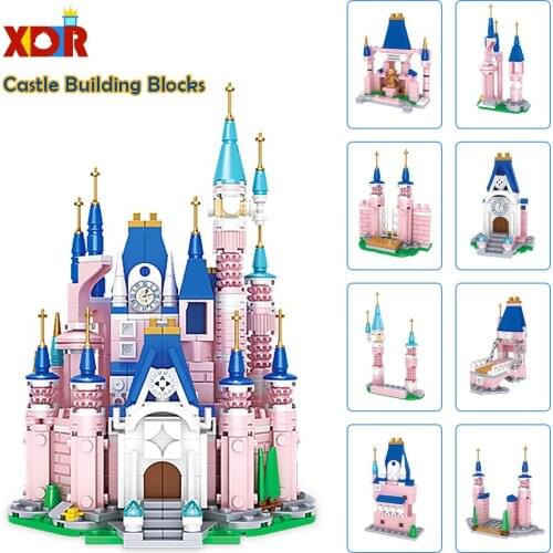 Pink Castle Building Blocks DIY Girls Dream Castle Constructor Assembled Block Childrens Toys Girl Birthday Gift
