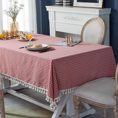 Red Tablecloth Plaid Cotton Japanese Simple Style Table Cloth Rectangular Coffee Table Living Room Kitchen Party Wedding Decor