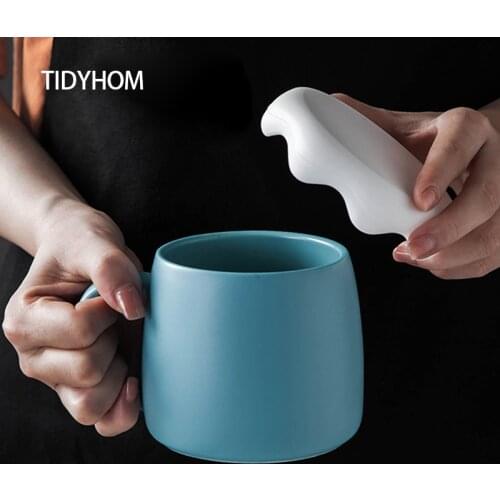 500ml Ceramic Mug With Lid Solid Color Simple Office Cup Kitchen Household Milk Coffee Breakfast Cup Coffee Cup Tea Water Bottle