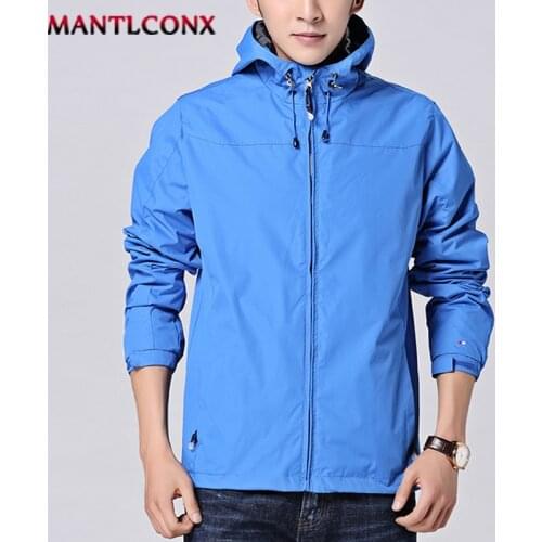 MANTLCONX Youthful Hooded Jacket Men Spring Autumn Waterproof Outwear Mens Jacket Windbreaker Jackets Male Overcoat Trend Coat