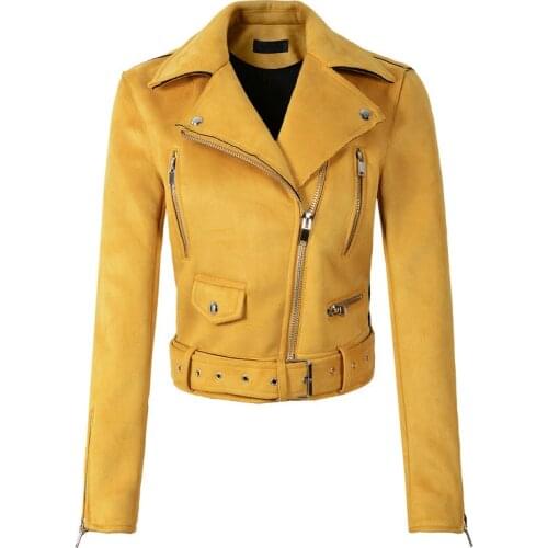 Faux Leather Jackets and Coats Lady Matte Cute Zippers Belt Dark Green Outerwea 2021 New Fashion Autumn Winter Women Soft Suede