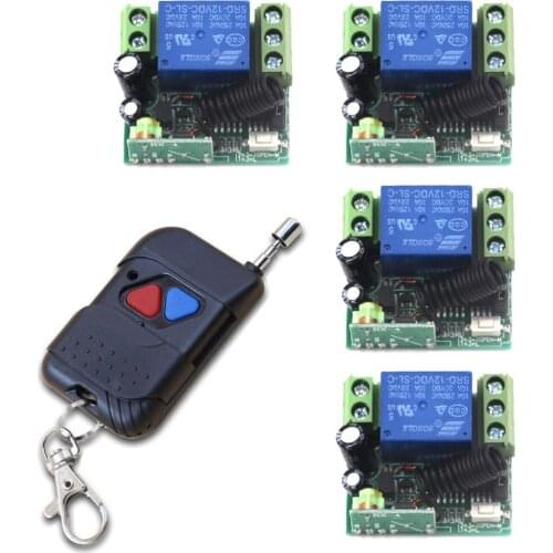 DC 12V Mini Wireless Remote Control Switch 1Channal Intelligent Family System 4X Receiver +Case +1X Transmitter with 2 Buttons
