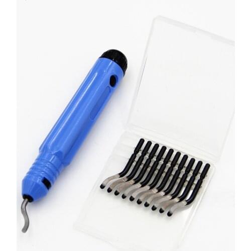 Hand Tools DIY WORK NB1100 Plastic Burr Home DIY Handle Deburring Tool Tackle With 10pcs Blade Manual Machining Hand Tool Set