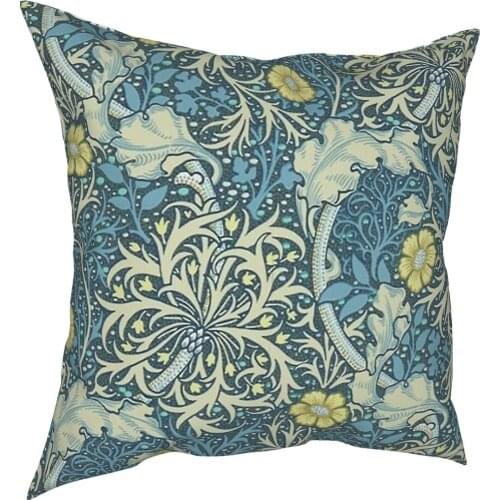 William Morris Seaweed Pillow Cover Decoration Floral Vintage Victorian Cushion Cover Throw Pillow for Living Room Polyester