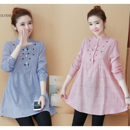 New fashion Maternity Dress For Women autumn Dress Casual Loose long Sleeve embroideryDress O Neck Dresses