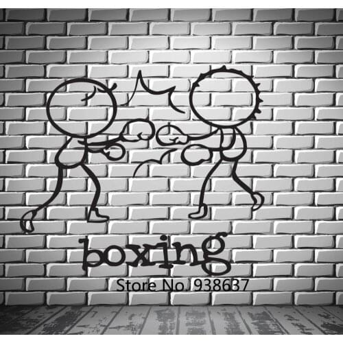 New Arrival Vinyl Wall Stickers Sports Boxing Fight Sparring Partners Wall Decals Living Room Playroom Sport Boy Bedroom ZA955