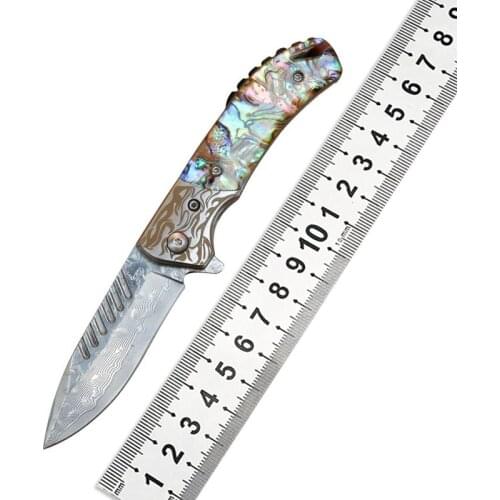 High Quality Portable Folding Knife Damascus Blade Tactical Pocket Knife Outdoor Hiking Equipment Multifunctional Camping Gift