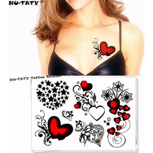 Nu-TATY Sexy hearts stars Temporary Tattoo Body Art Flash Tattoo Stickers 17*10cm Waterproof Fake Tatoo Styling Wall Sticker