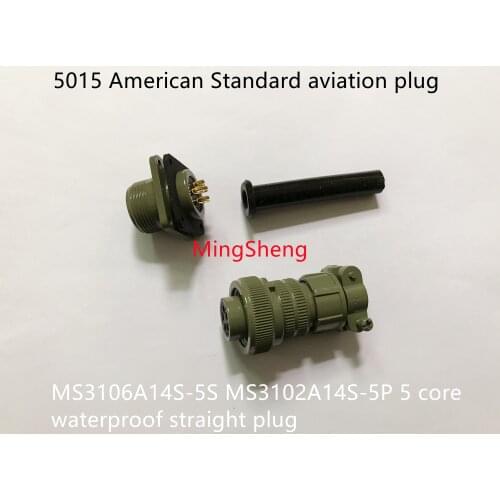 Original new 100% 5015 American Standard aviation plug MS3106A14S-5S MS3102A14S-5P 5 core waterproof straight plug