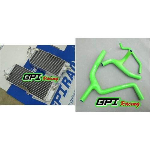 RH&LH aluminum Radiator & Y GREEN HOSE FOR Kawasaki KXF450 KX 450F KX450F 09 2009 NEW