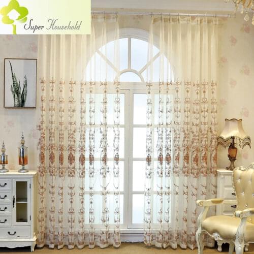 Luxury Embroidered Encryption Sheer Curtains for Bedroom Kitchen Coffee Voile Window Curtain Living Room Tulle Rideaux Voilage