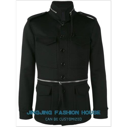 S-7XL!!2020 new autumn/winter personalized youth warm windbreaker wool coat male versatile zipper decorative woollen coat