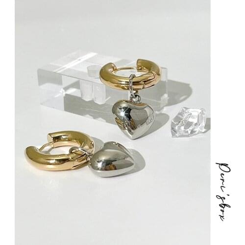 PerisBox Gold Color Copper Love Heart Hoop Earrings For Women Romantic Wedding Minimalist Earring Hoop Geometric Summer Earring