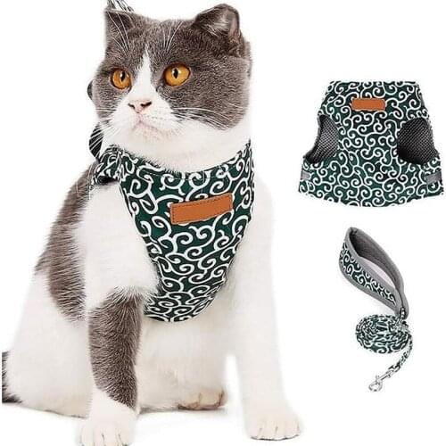 Cat Dog Harness Vest Collar Outdoor Walking Lead Leash Set For Puppy Japanese Style Pet Escape Proof Safe Adjustable Breathable
