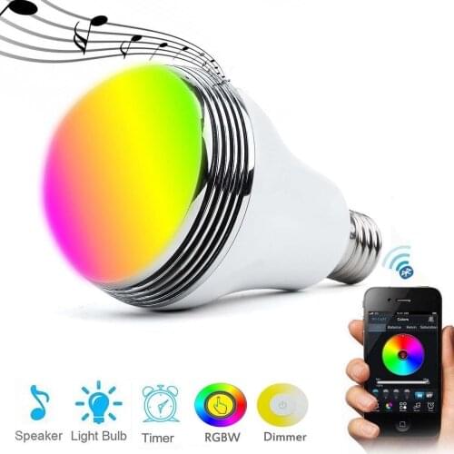 E27 Smart RGB RGBW Wireless Bluetooth Speaker Bulb 220V 9W LED Lamp Light Music Player Dimmable Audio Remote Control by phone