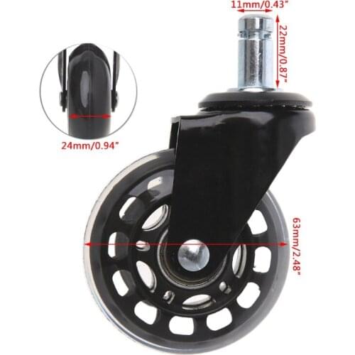 Universal 2.5\" PU Style Office Chair Wheels Replacement Chair Caster 62KD