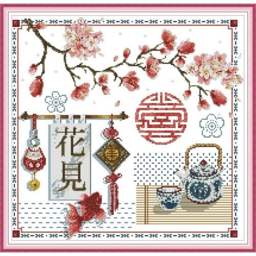 Everlasting Love Han Nationality Culture Chinese Cross Stitch Kits Ecological Cotton Clear Stamped Printed 14 11CT DIY Christmas