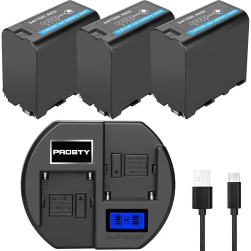 High quality NP F960 F970 camera lithium-ion battery with LED power indicator + fast dual channel charger for Sony NP-F550 NP-F7