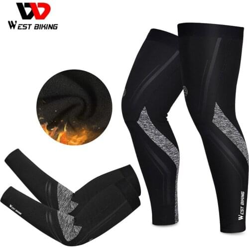 WEST BIKING Winter Thermal Fleece Cycling Arm Leg Warmers Fitness Running MTB Bicycle Leg Warmers Sport Bike Racing Arm Sleeves
