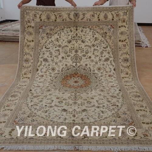 Yilong 6'x9' persian wool carpet hand made exquisite chinese wool silk rug on sale (1445)