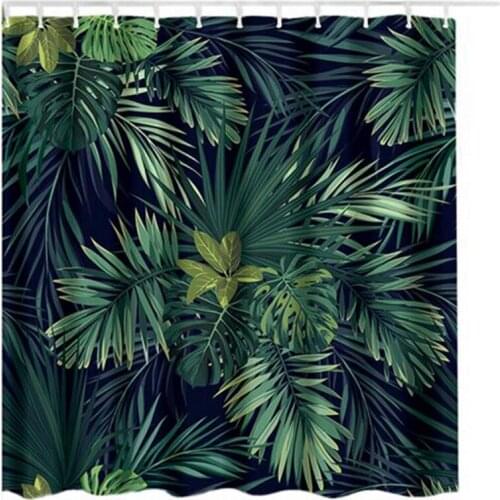 Quality Green Shower Curtain Leaves Printing Pattern Modern Natural Plant Pattern Polyester Bathroom Waterproof Curtains