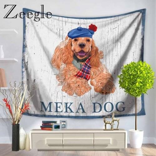 Zeegle Dog Pattern Funny Tapestry Wall Hanging Sandy Beach Throw Rug Blanket Polyester Printed Camping Travel Mattress