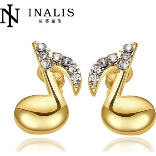 INALIS Bird Stud Earring Earings Fashion Gold Color Crystal Earrings for Women Nickel Free Wholesale Jewelry E945