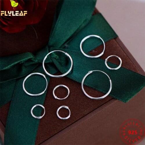 925 Sterling Silver Circle Hoop Earrings For Women Simple Style Female Fine Jewelry