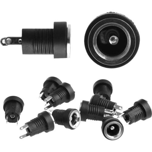 10Pcs Power Supply Female Jack Panel Mount Connector 5.5mm 2.1mm Plug Adapter