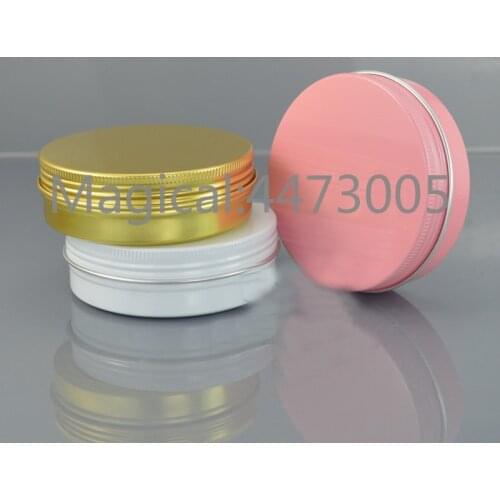 100g ML refillable box pink/white/gold empty round aluminum metal tin cans bottle 83*28 cosmetic cream box DIY jar Aluminum Pot