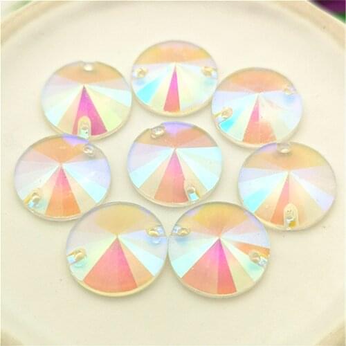 100Pcs AB Color flatback Round Resin Rhinestone stones crystals DIY