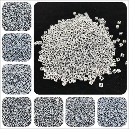 100pcs/Lot 5mm Letter Beads Acrylic Spaced Beads 26Alphabet Beads For Jewelry Making DIY Handmade Charms Bracelet