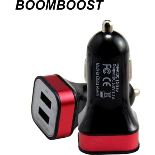 12V 1.0A 2.1A dual USB Square adpter aluminum metal auto charger for mobile phones digital cameras