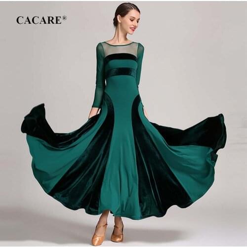 2019 Ballroom Dance Competition Dresses Standard Dance Dresses Ballroom Dress Waltz 3 Choices D0641 Big Hem Mesh Sleeve
