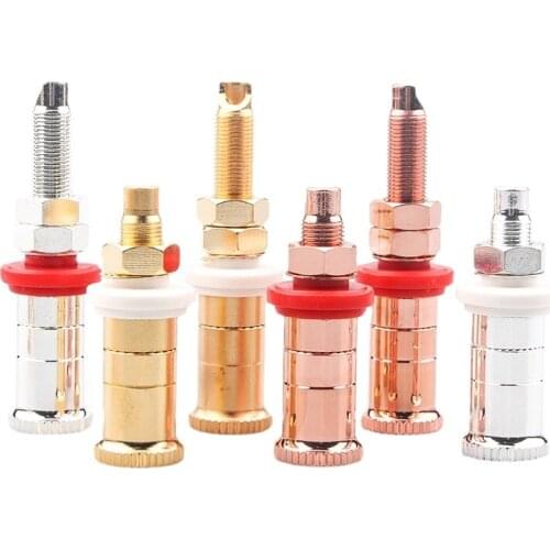 4Pcs Speaker Cable Binding Post Sand-plated Gold / Silver-plated / Red Copper Wiring Long & Short Posts