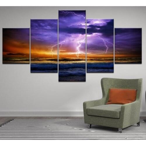 5 Pcs 5D Diy Diamond Painting Dark Clouds Lightning Sea ocean painting rhinestones Embroidery full square Mosaic Diamond round