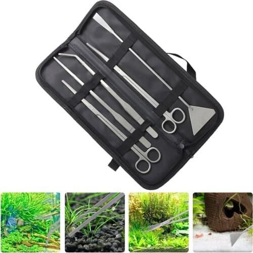 5pcs/set Aquarium Tools Set Plants Tweezers and Scissors Grass Stainless Steel Cleaning Tools Plants Fish Tank Accessories
