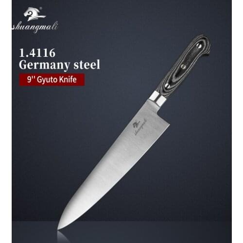 9'' Utility Chef Slicing Knife 1.4116 Stainless Steel Kitchen Slicing Knives Razor Sharp Cooking Tool Cleaver Meat Slicing Knife