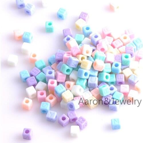 7mm 100pcs Mixed color Letter Alphabet Cube Acrylic neon Beads For Jewelry making DIY YKL0344X