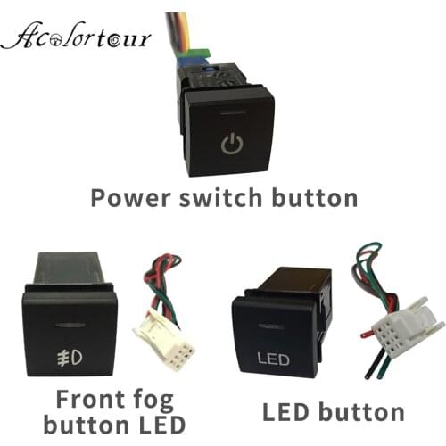 Car Power On Off Switch Button With Wire LED Light Switch Illuminated Front Fog Lamp Button For Toyota Camry Avalon RAV4 2018