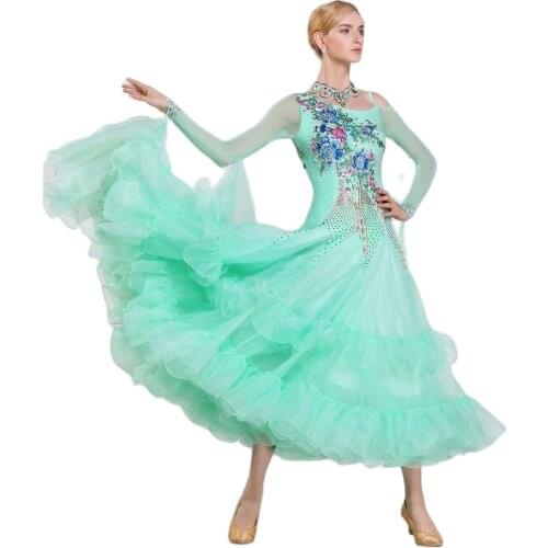 B-16252 Custom blue ballroom dance competition dresses dance ballroom waltz dresses standard dance dress women ballroom dress