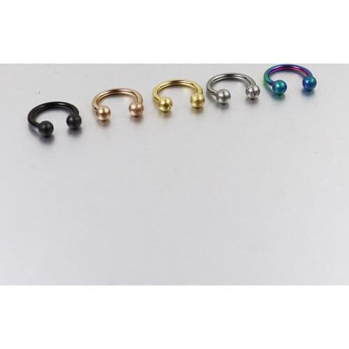 2 Pieces Glitter Polished Stainless Steel BCR Circular Barbells Horseshoe BCR Nose Ring Body Jewelry