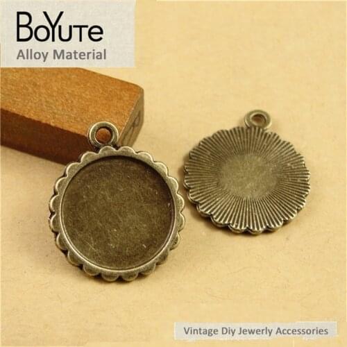 BoYuTe (50 Pieces/Lot) 16MM Cabochon Base Vintage Accessories Parts Alloy Antique Bronze Bezel Pendant Jewelry Materials