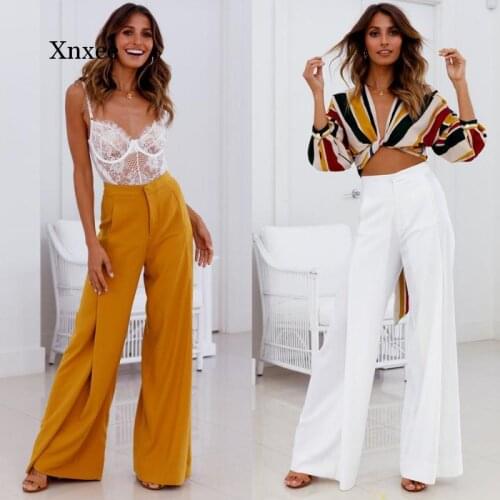 Summer Womens New High-Waist Wide-Leg Pants Womens Trousers Solid Color Comfortable Casual All-Match Flared Casual Pants