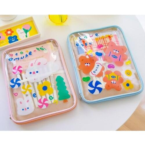 Tablet case storage bag Bear transparent ipad bag 11 inch 10.5 inch 9.7 inch liner bag ins wind girl tablet bag tide pouch